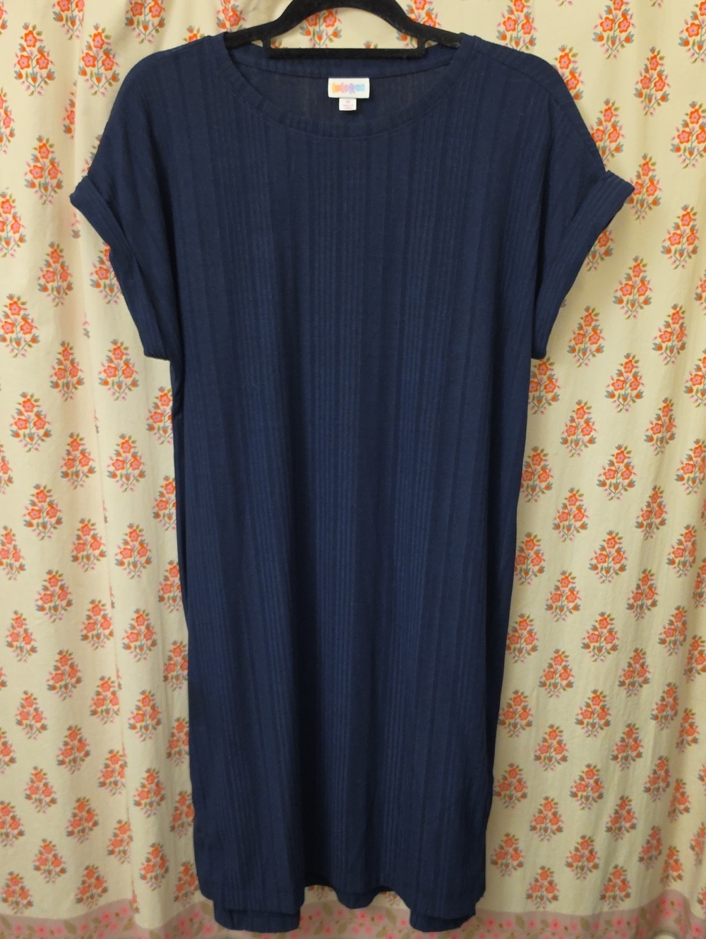 LuLaRoe Navy Ribbed Shirt Dress Style.